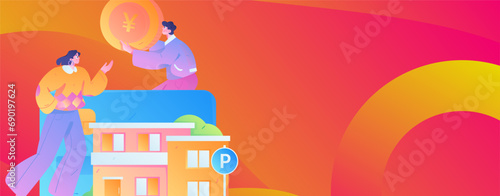 Home loan flat vector concept operation illustration
