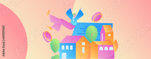 Home loan flat vector concept operation illustration
