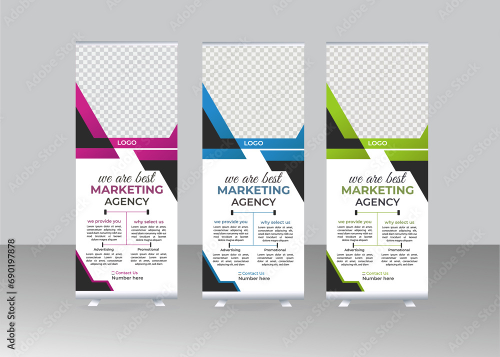 Fototapeta premium creative portable stands roll up Banner Design for advertising and presentations.