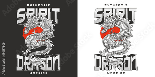 Spirit warrior dragon colorful sticker