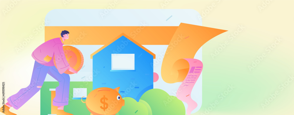 Fototapeta premium Home loan flat vector concept operation illustration 