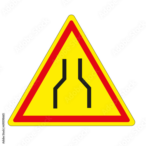 Panneau de signalisation temporaire français rétrécissement de la chaussée