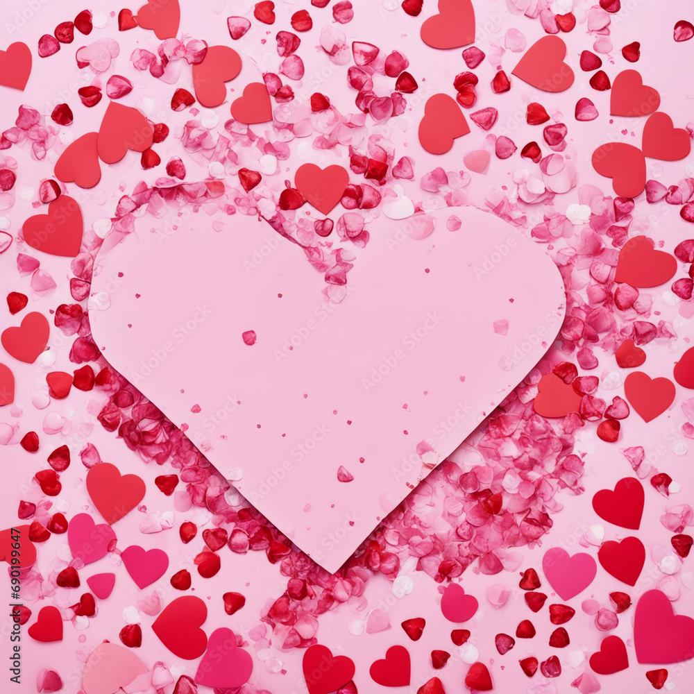 Delicate pink background with hearts for Valentine's day. Delicate pink background with hearts for Valentine's day.