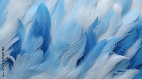 Background with feathers in white and blue