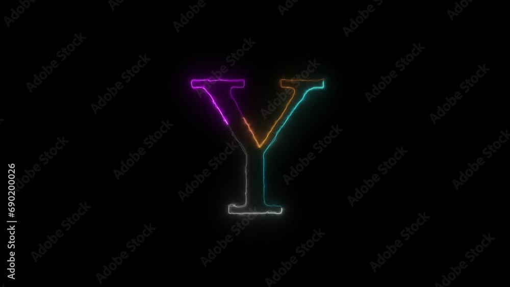 Neon letter Y with alpha channel, neon alphabet and letters, neon light, illumination Neon letter Y with alpha channel, neon alphabet and letters, neon light, illumination