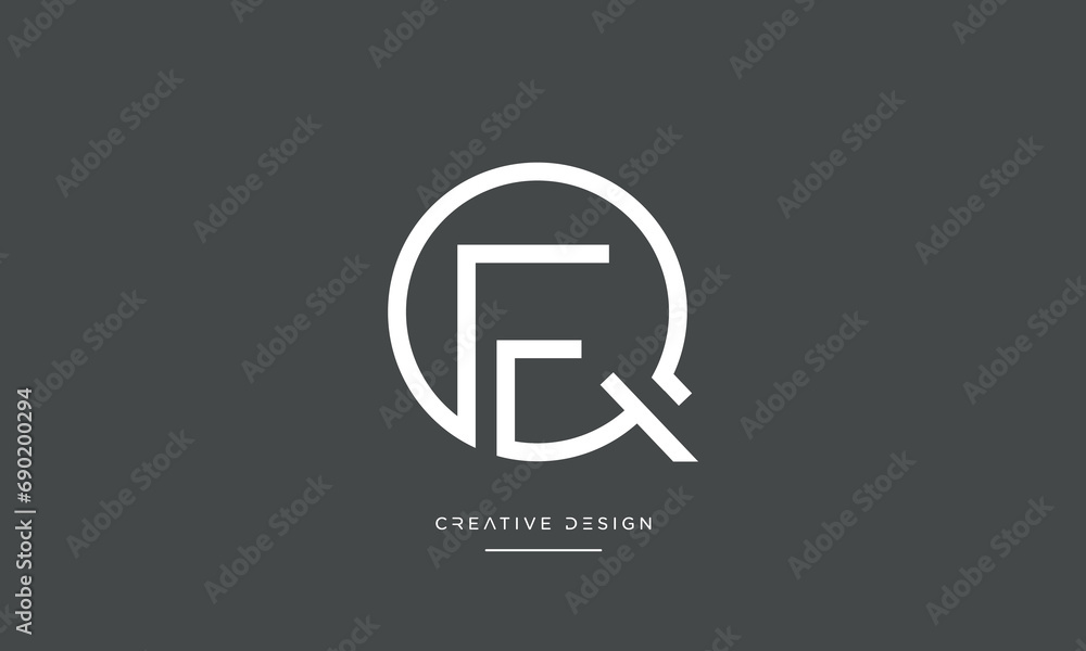 Alphabet letters icon logo QF or FQ Alphabet letters icon logo QF or FQ