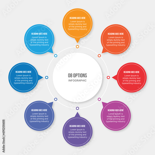 Circular Cycle Infographic Template Design With 8 Steps