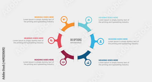 Circular Cycle Infographic Template Design With 6 Steps