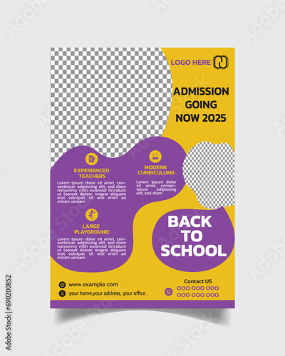 Beautiful School Admit Flyer and Kids School Leaflet Template A4 Size