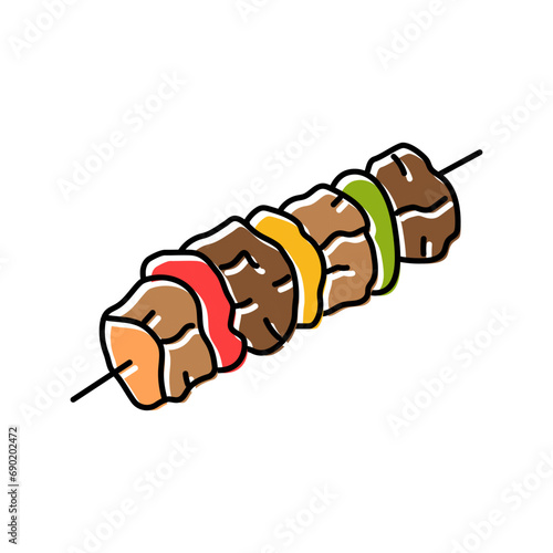kebab skewer turkish cuisine color icon vector. kebab skewer turkish cuisine sign. isolated symbol illustration