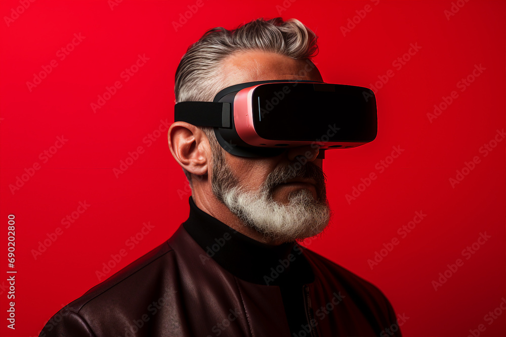 Youngster watching 3d object in virtual world fun cheerful vr glasses goggles generative ai Youngster watching 3d object in virtual world fun cheerful vr glasses goggles generative ai