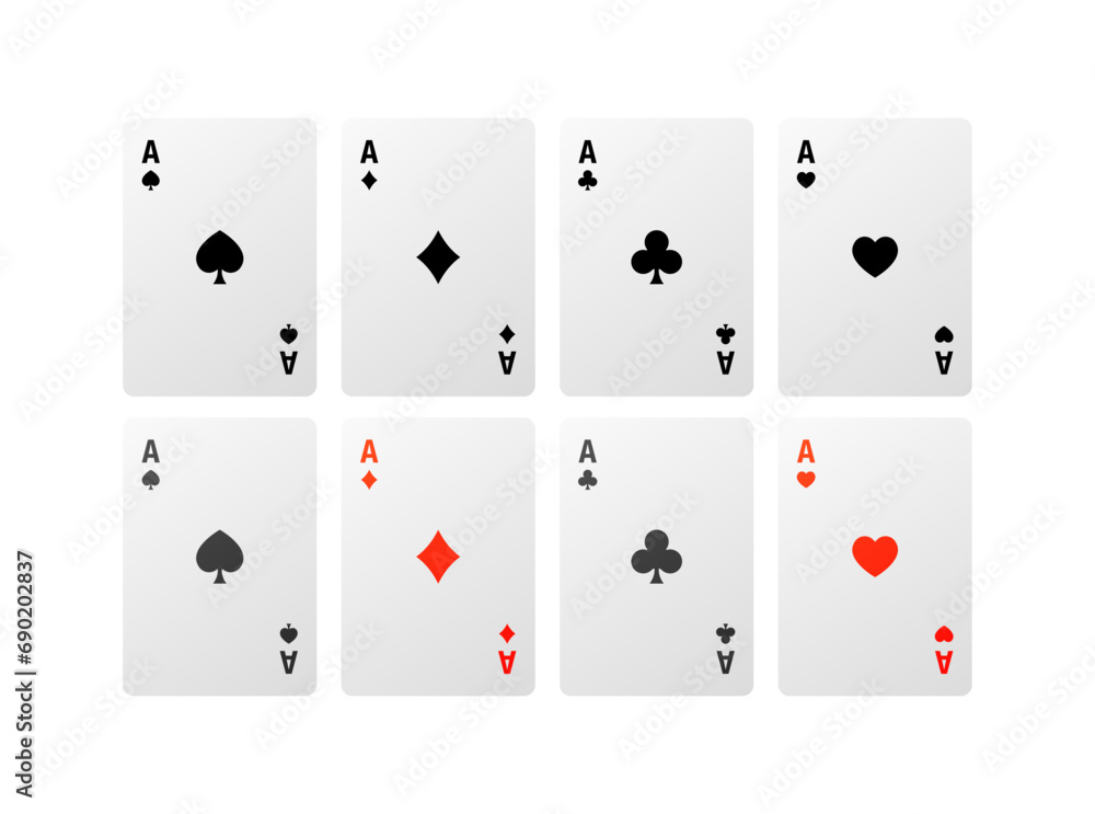 Playing cards icons set. Flat, all suits of playing cards icons, set of playing cards. Vector icons Playing cards icons set. Flat, all suits of playing cards icons, set of playing cards. Vector icons