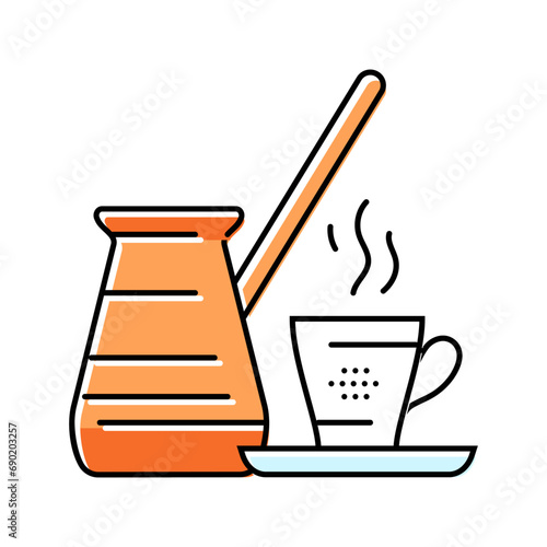 turkish coffee cuisine color icon vector. turkish coffee cuisine sign. isolated symbol illustration