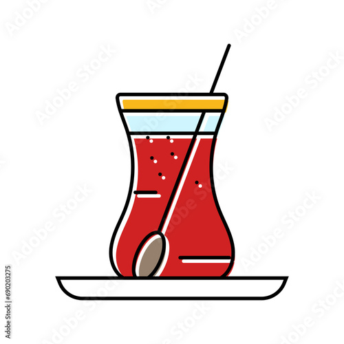 tea tea turkish cuisine color icon vector. tea tea turkish cuisine sign. isolated symbol illustration