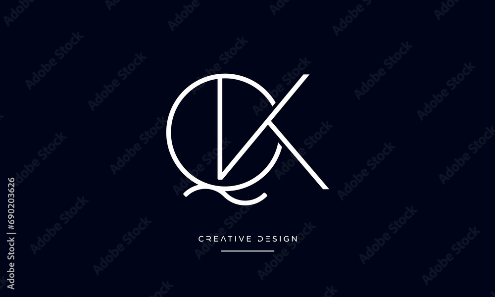 Alphabet letters icon logo QK or KQ monogram Alphabet letters icon logo QK or KQ monogram