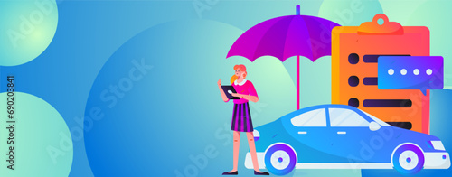Buy insurance for car flat character vector concept operation illustration 