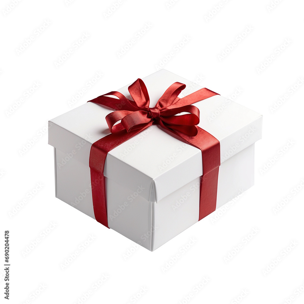 Obraz premium Gift box with ribbon and bow transparent, PNG