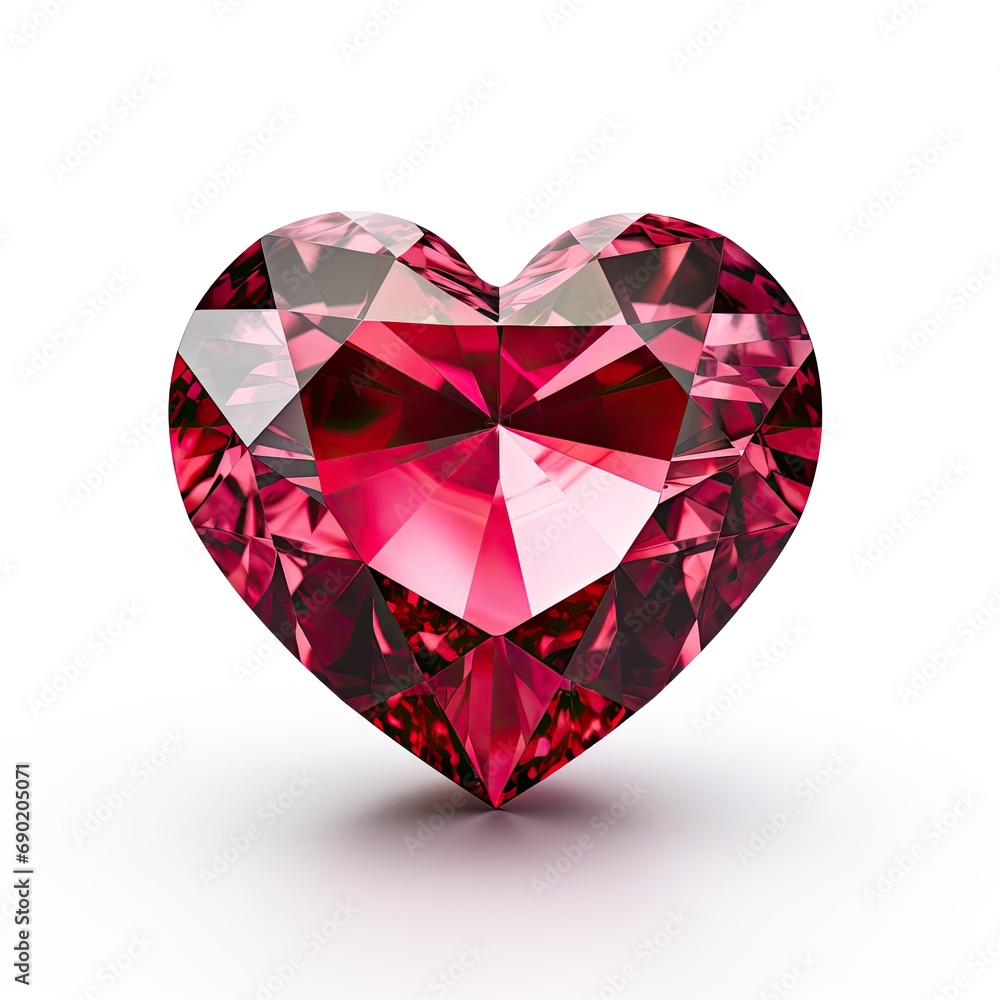 heart shaped roby gemstone - isolated on white background heart shaped roby gemstone - isolated on white background