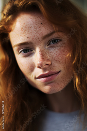 Authentic Portrait of a Freckled Young Woman Embracing Perfect Imperfection