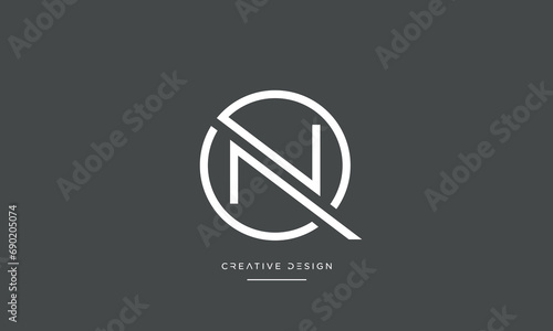 Alphabet letters QN or NQ logo monogram 