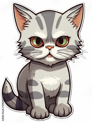 Kitten sticker in cartoon style isolated, AI