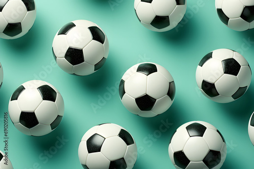 soccer ball  over pastel green background.