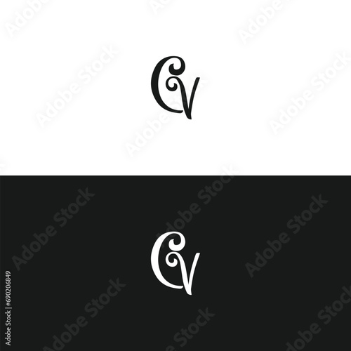 CV logo. C V design. White CV letter. CV, C V letter logo design. Initial letter CV linked circle uppercase monogram logo. C V letter logo vector design. 