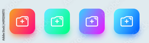 New folder line icon in square gradient colors. File signs vector illustration.