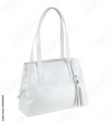 Photo of three quarters front side of business woman white bag isolated on transparent background png photo