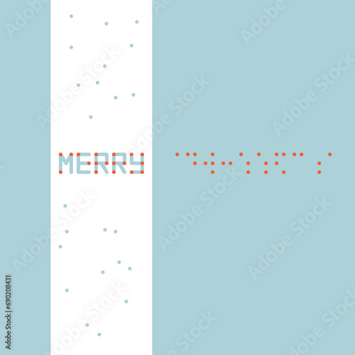 Christmas Card Design, Inspired By Braille Alphabet. Minimalist Aesthetics.