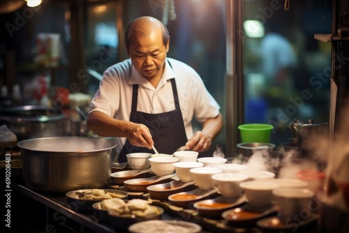 A glimpse into Hong Kong's culinary culture featuring a street vendor preparing 'Put Chai Ko', a beloved local dessert