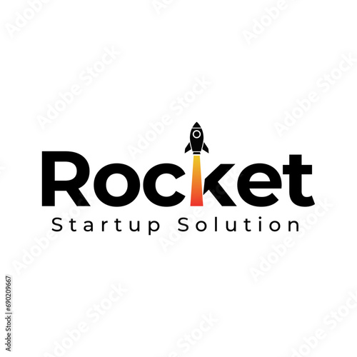 Rocket launch logo vector template. Creative rocket flight startup fly launch vector logo design