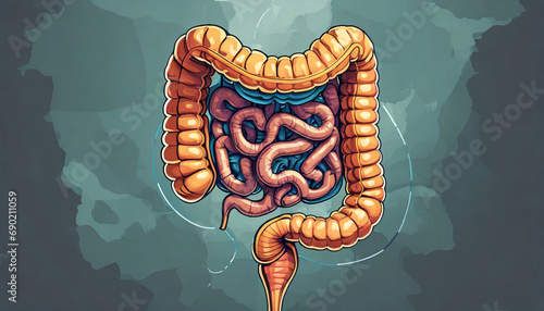 This visualization provides a more realistic and informative picture of the structure and function of the human intestine photo