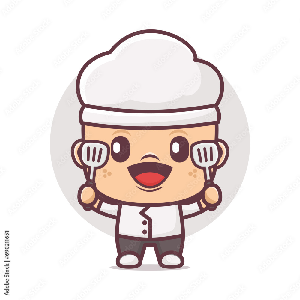 chef cartoon mascot. vector illustrations with outline style chef cartoon mascot. vector illustrations with outline style
