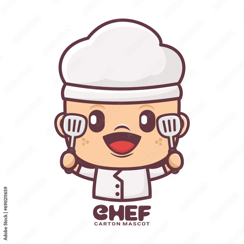 chef cartoon mascot. vector illustrations with outline style chef cartoon mascot. vector illustrations with outline style