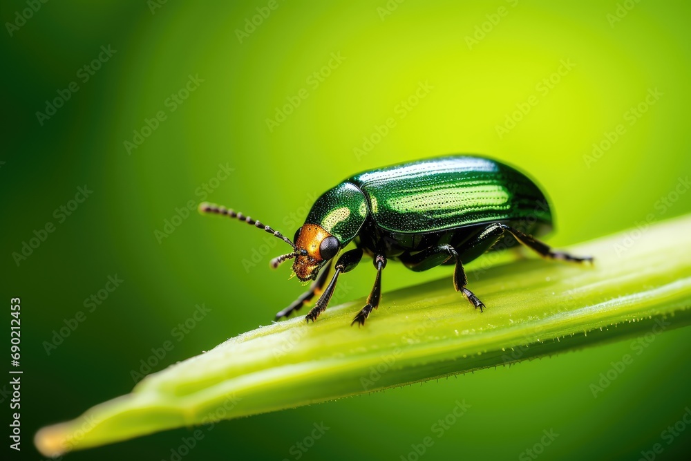 close view of insect on plant leaf and natural green background (AI Generator) close view of insect on plant leaf and natural green background (AI Generator)