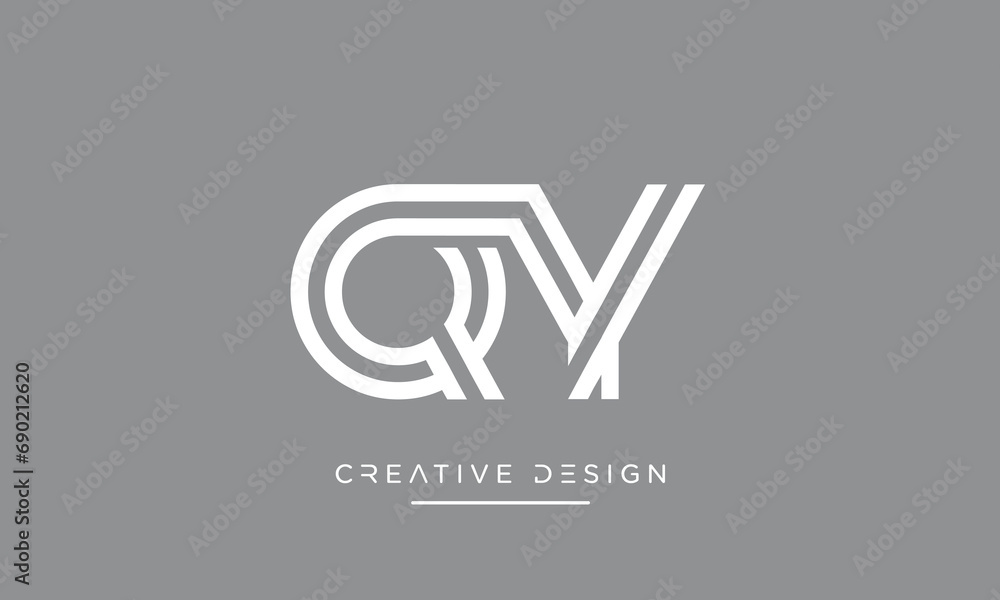 Alphabet letters QY or YQ logo monogram Alphabet letters QY or YQ logo monogram
