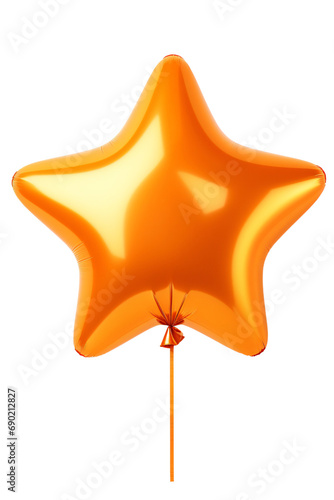Orange star Shape foil balloon for a celebration party Birthday party ceremony   isolated on white and transparent background