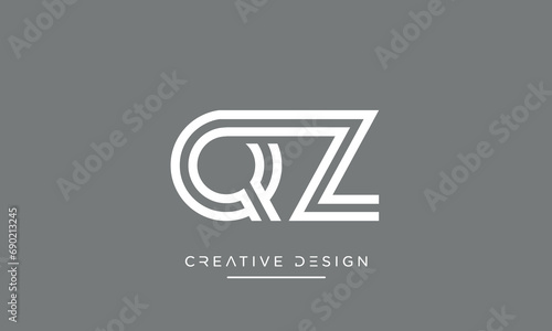 QZ or ZQ Alphabet letters logo monogram