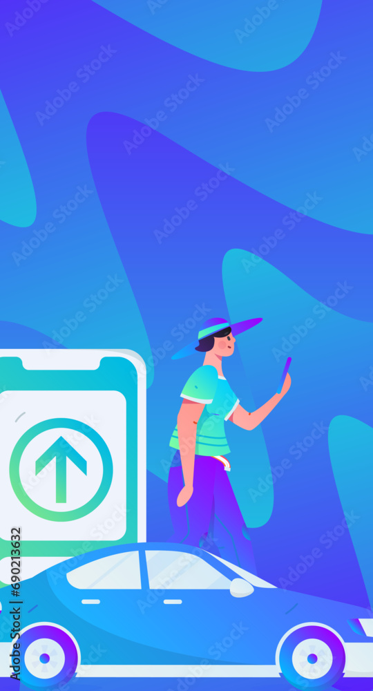 Flat vector concept operation hand drawn illustration of people taking a taxi
Flat vector concept operation hand drawn illustration of people taking a taxi
