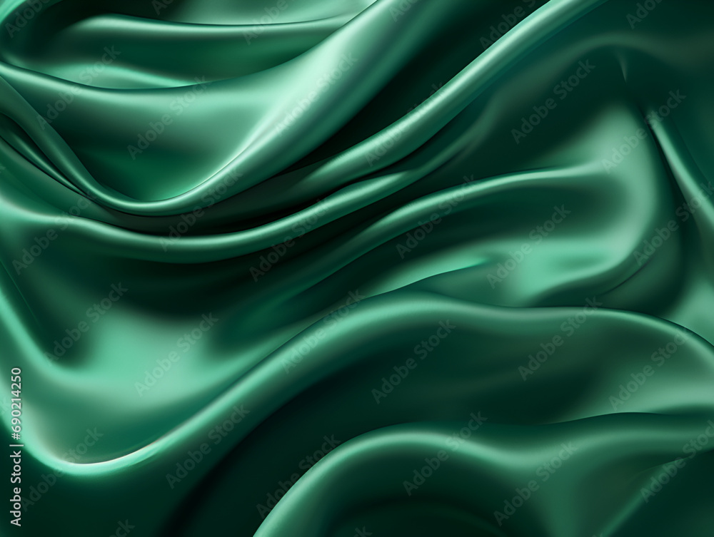 Obraz premium Luxury Dark green silk satin background with copy space for design