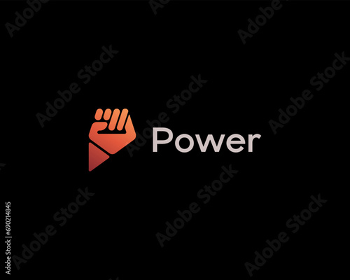 Abstract raised fist logo. Universal power independence vector sign. Protest revolution riot symbol.