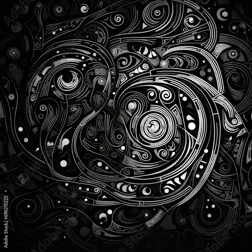 Abstract background with wavy pattern in black and white colors. Surrealist style