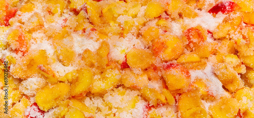 Wallpaper Mural Fresh sliced ​​apples are sprinkled with white sugar. Making apple jam. Fruit sugar background. Torontodigital.ca