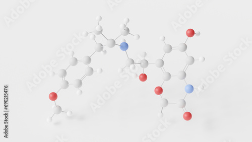 olodaterol molecule 3d, molecular structure, ball and stick model, structural chemical formula adrenergic bronchodilators