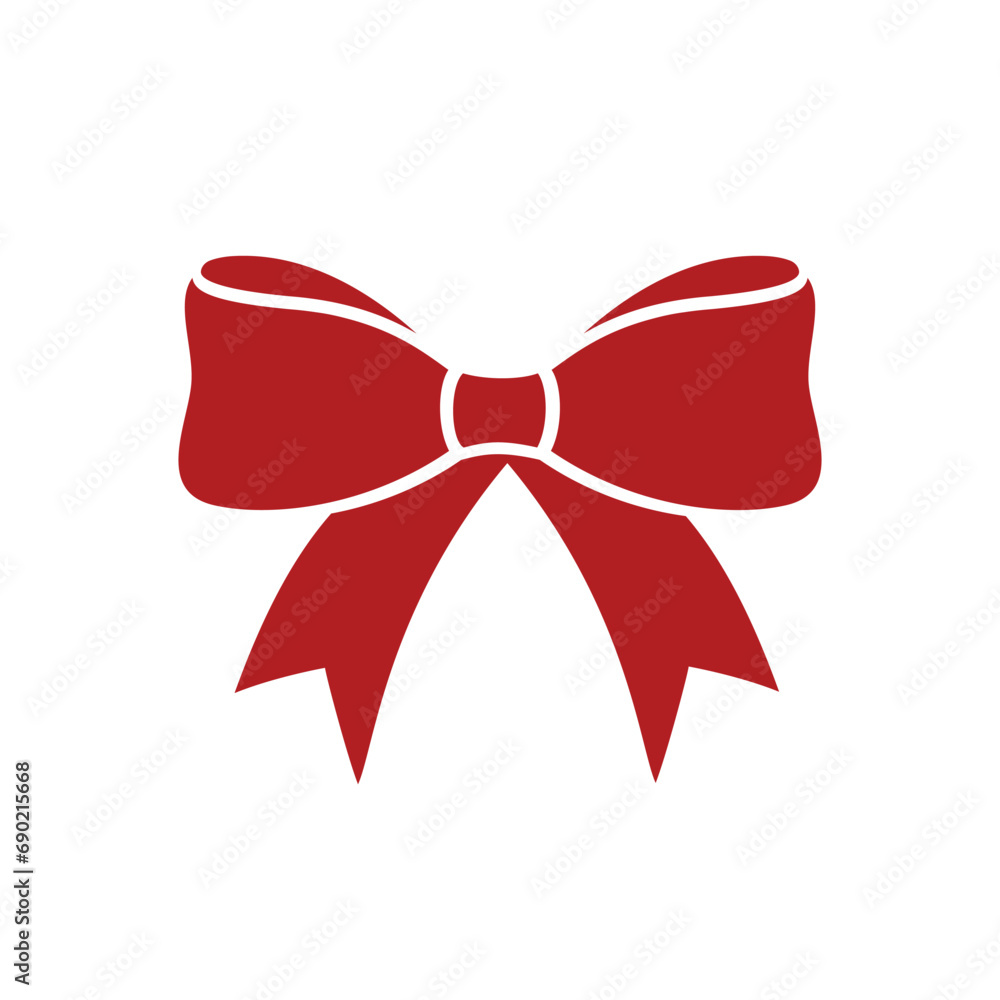 Red Bow for Christmas, Wedding, and Celebration Isolated on White Background. Vector Illustration Red Bow for Christmas, Wedding, and Celebration Isolated on White Background. Vector Illustration
