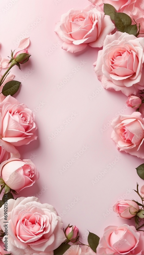 pink roses frame with copyspace