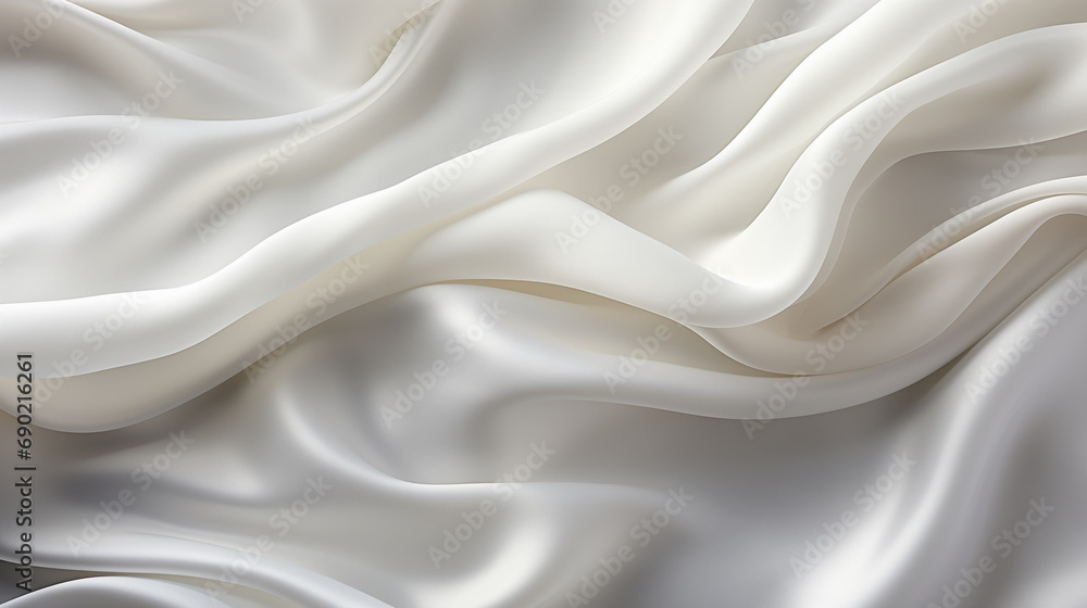 white silk fabric, top view, background and pattern made of natural material.