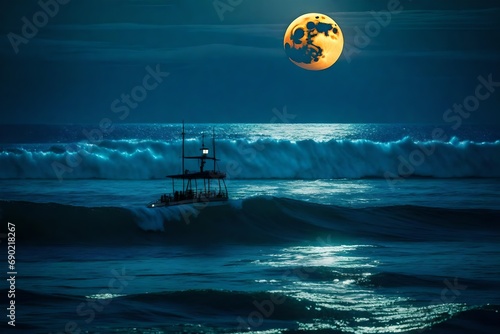 moon over sea generated by AI technology