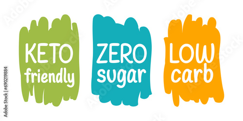 labeling set - Low carb, Keto friendly, Zero sugar